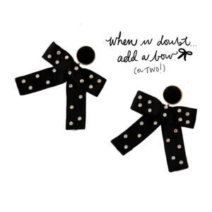 TUCKERNUCK Bow Earrings KATE Statement Retro Jewelry Black CZ Drop Dangle Preppy